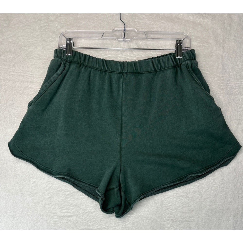 Aerie Sweat Shorts Womens Large Green Elastic Waist Pockets Lounge